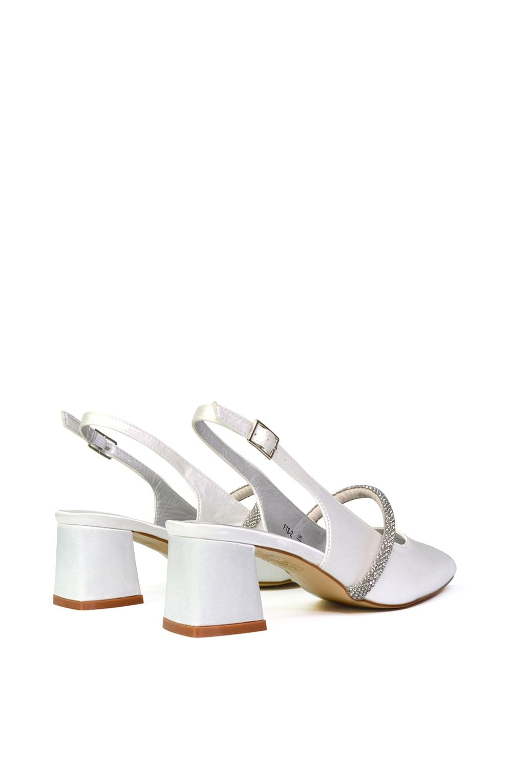 XY London 'Sandie' Sling Back Strappy Pointed Toe Diamante Mid Block Heels image 3