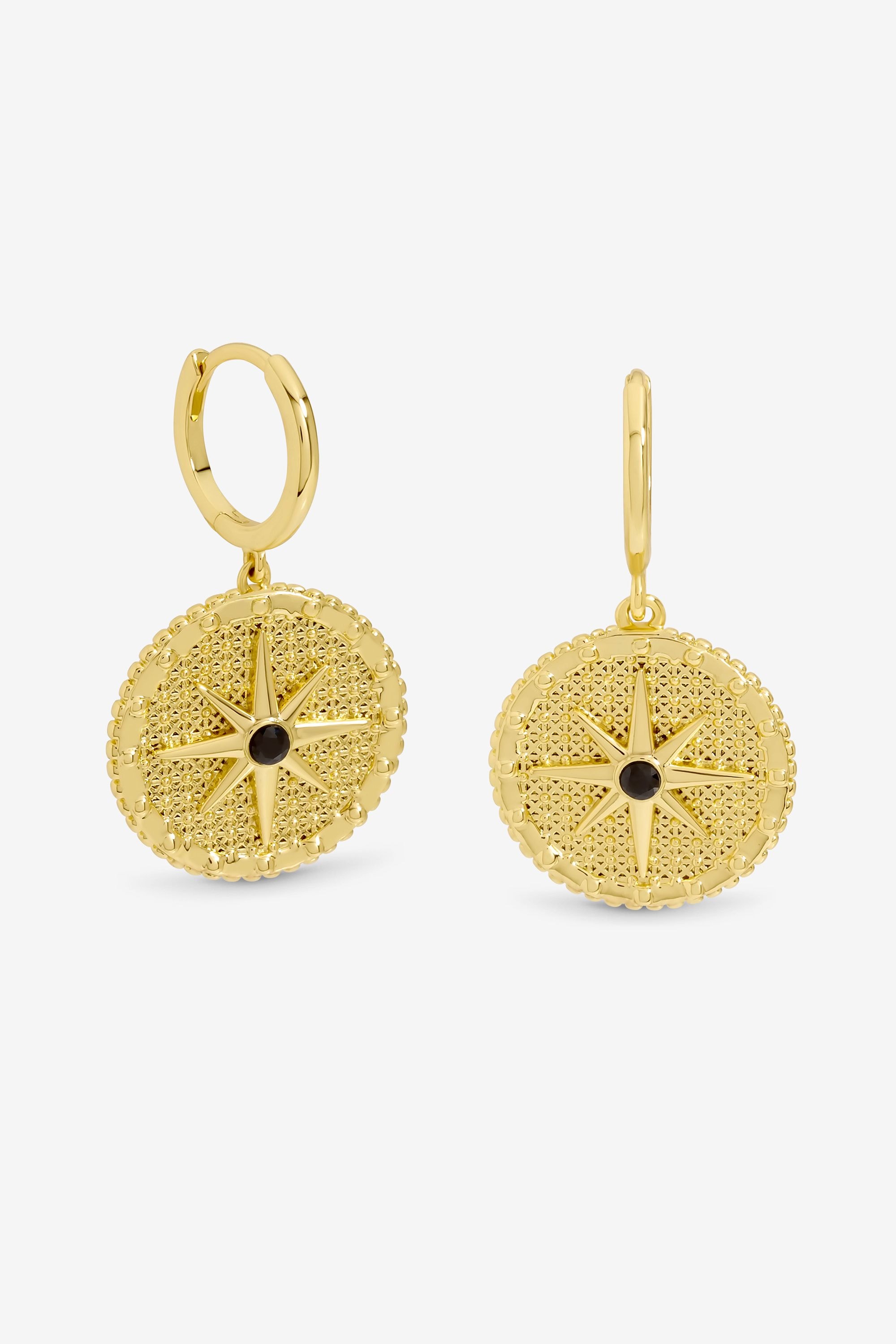Inicio 14K Gold Plated and Jet Star Charm Earrings - Gift Pouch image 1