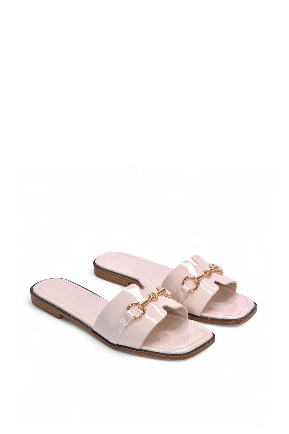XY London 'Lesley' Square Toe Mule Slider Sandals With Buckle Detail image 4