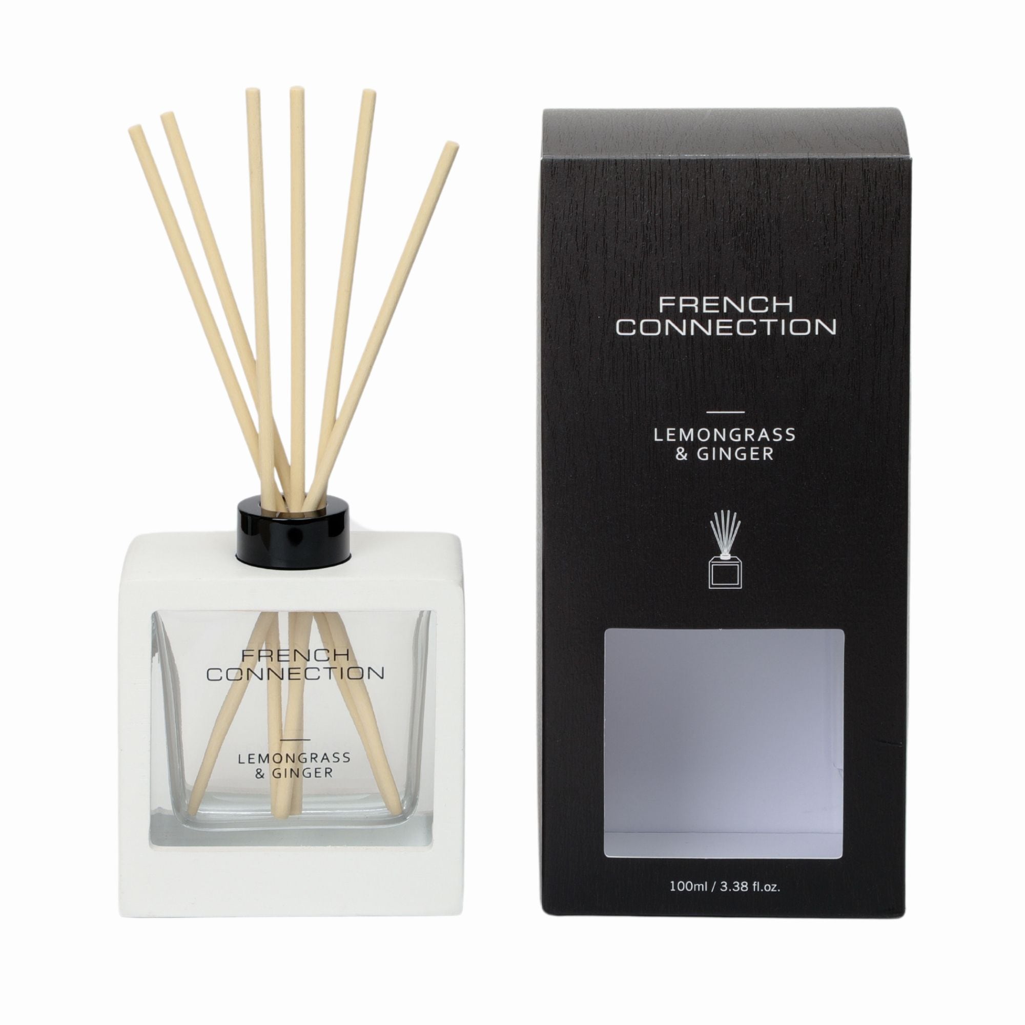 French Connection Lemongrass & Ginger Reed Diffuser 100ML White Wooden Surround image 1