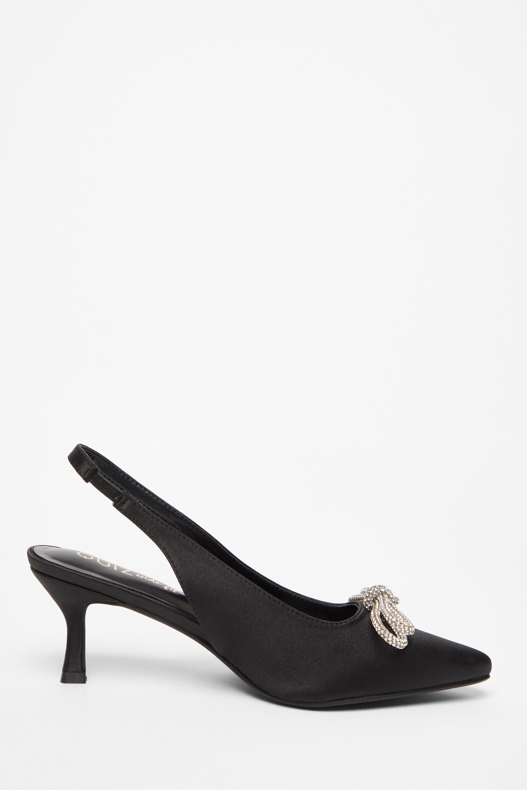 Quiz Black Wide Fit Slingback Court Heels image 5