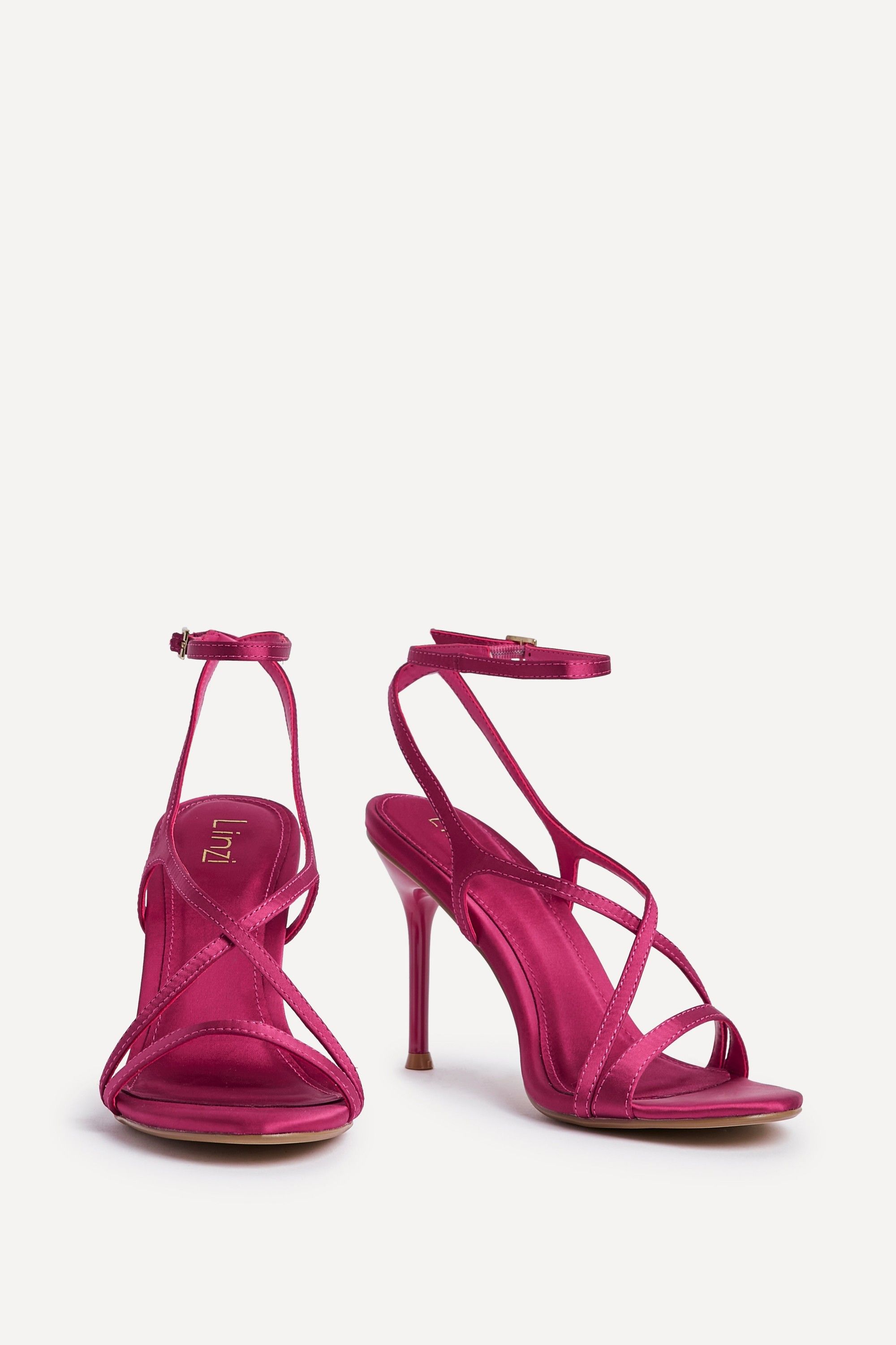 Linzi Taliya Fuchsia Satin Strappy Stiletto Heels image 3