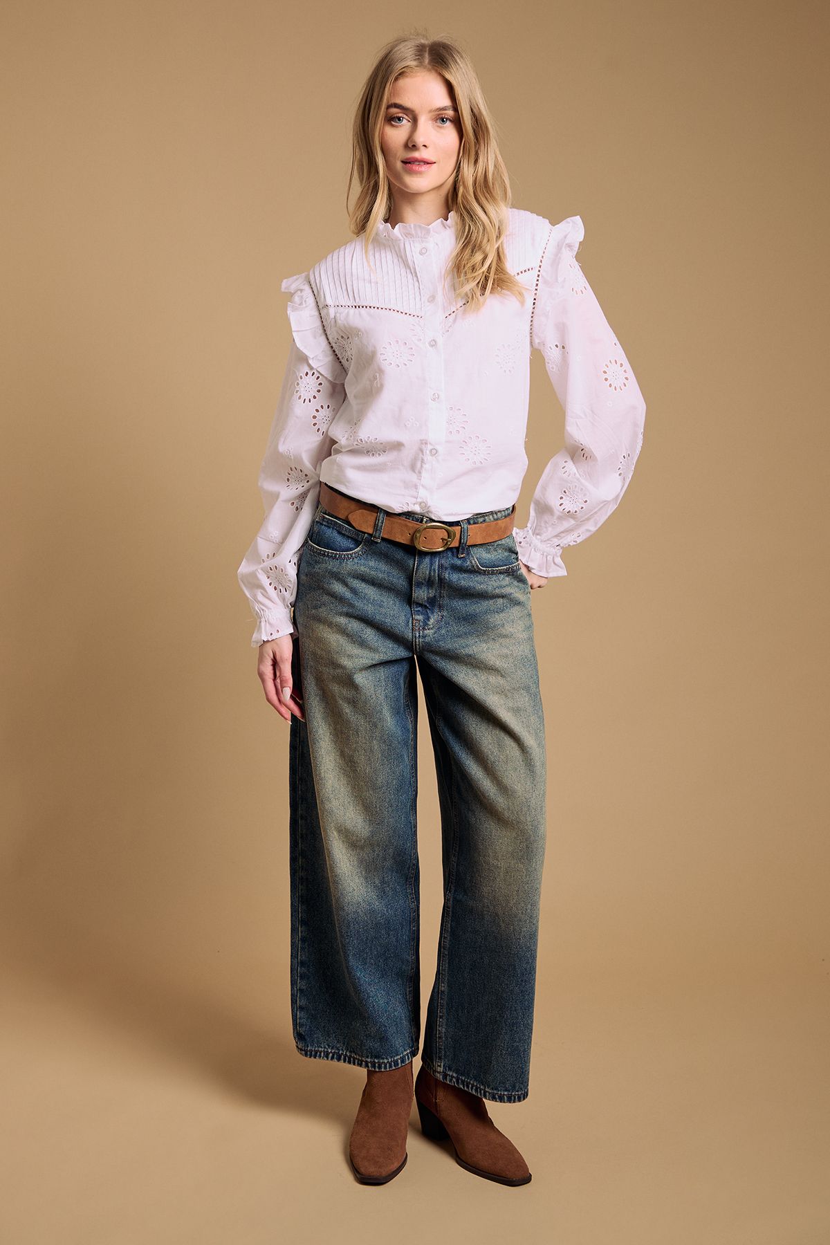 Oasis Straight Leg Western Look Jean Dark Wash