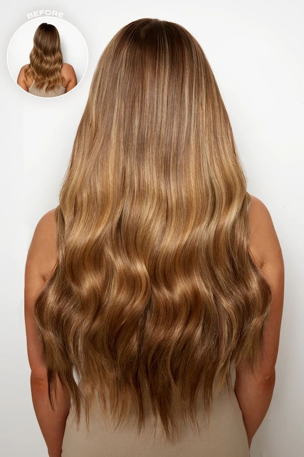 Lullabellz 18" 1 Piece Halo Brushed Out Hidden Wave Extensions Mellow Brown