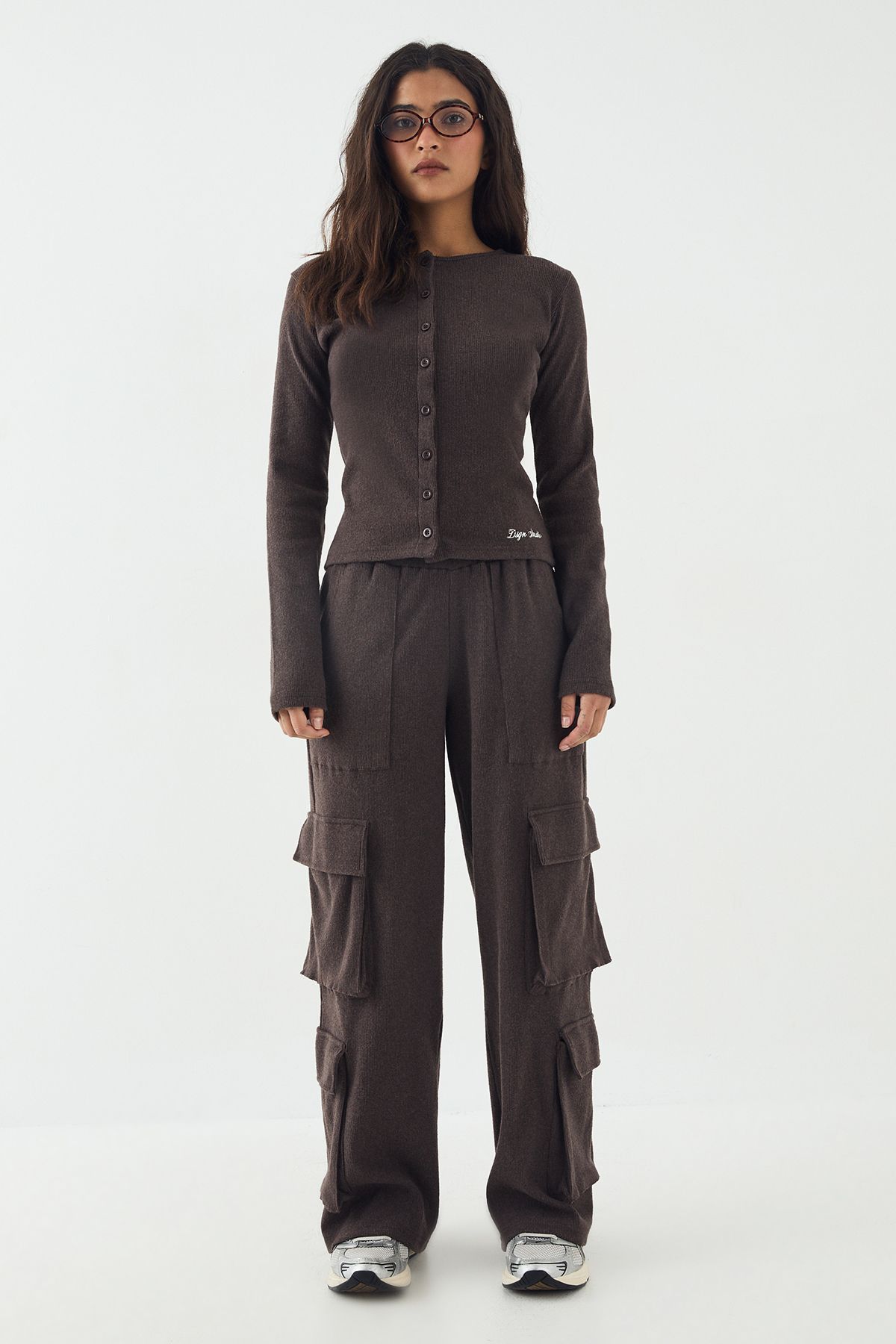 DSGN Studio DSGN Studio Brushed Rib Cargo Jogger Chocolate image 5