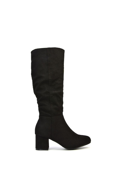 XY London 'Jackie' Ruched Mid Block High Heel Knee High Boots