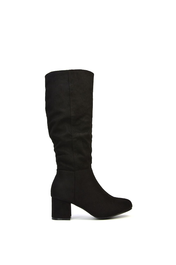 XY London 'Jackie' Ruched Mid Block High Heel Knee High Boots