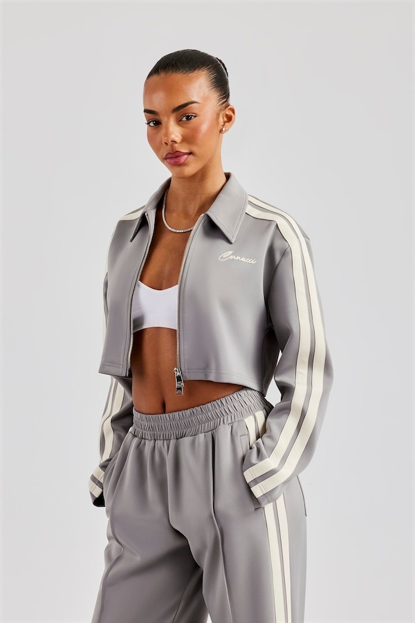 Cernucci Taping Cropped Harrington Jacket - Grey