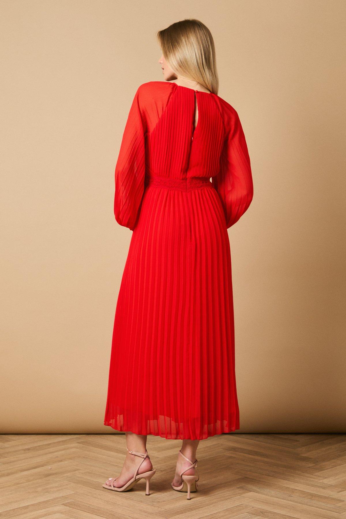 Oasis High Neck Mesh Long Sleeve Maxi Dress Orange image 4