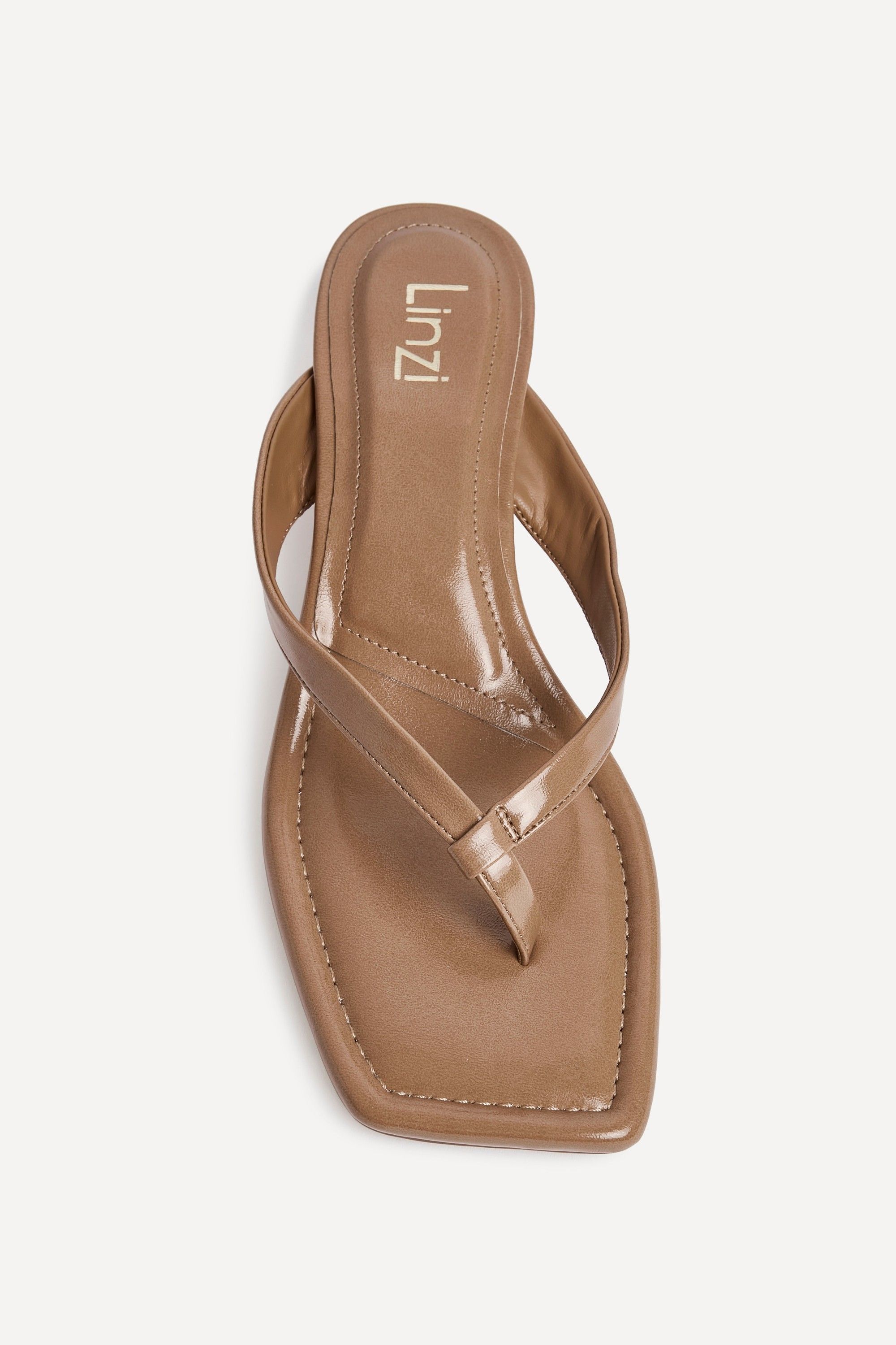 Linzi Potential Caramel Faux Leather Toe Post Kitten Heel image 4