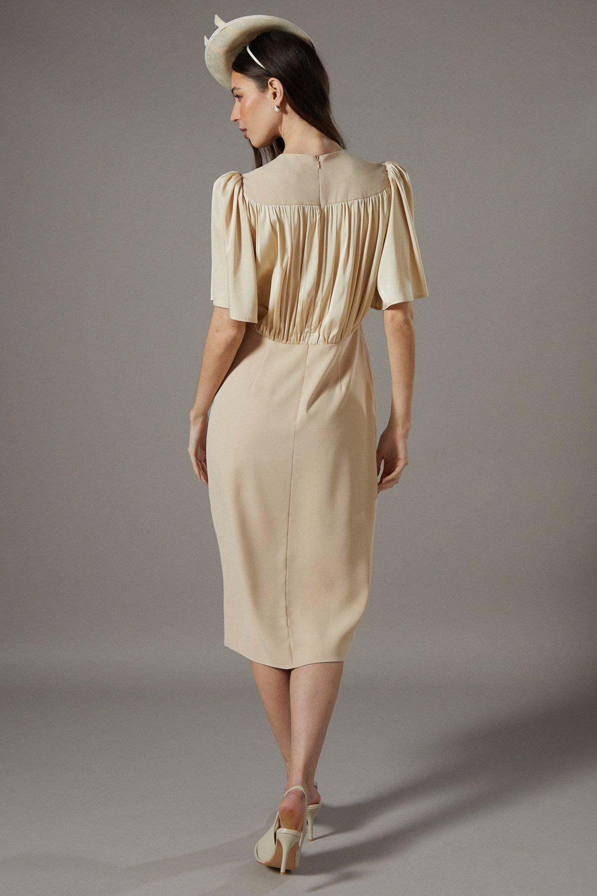 Coast Satin Tie Front Tea Dress Oyster image 3