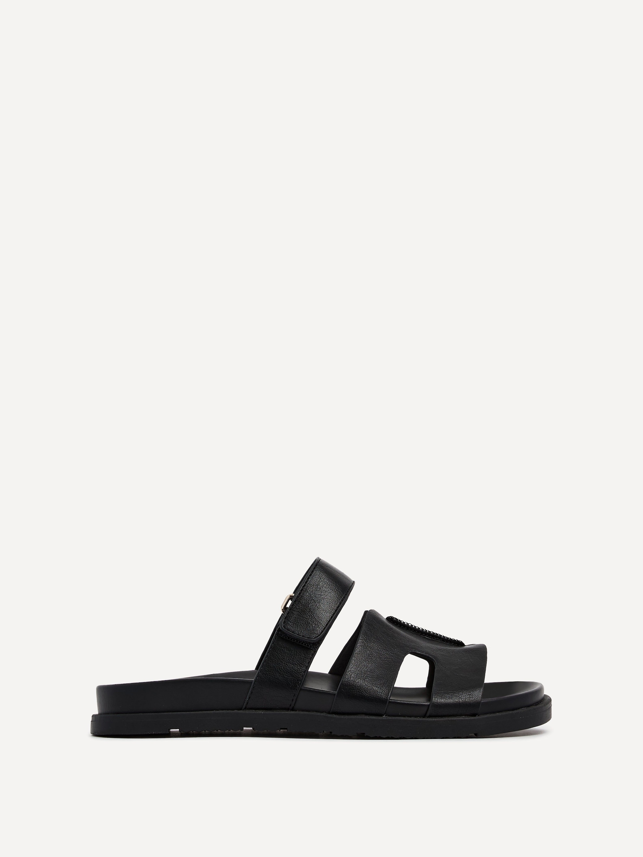 Linzi Emmy Black Faux Leather Sandals