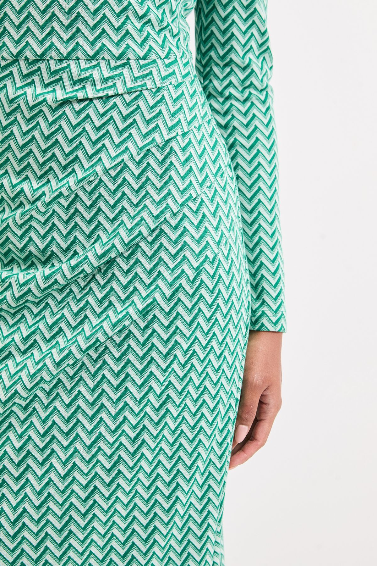 Principles Geo High Neck Jacquard Midi Dress Green image 4