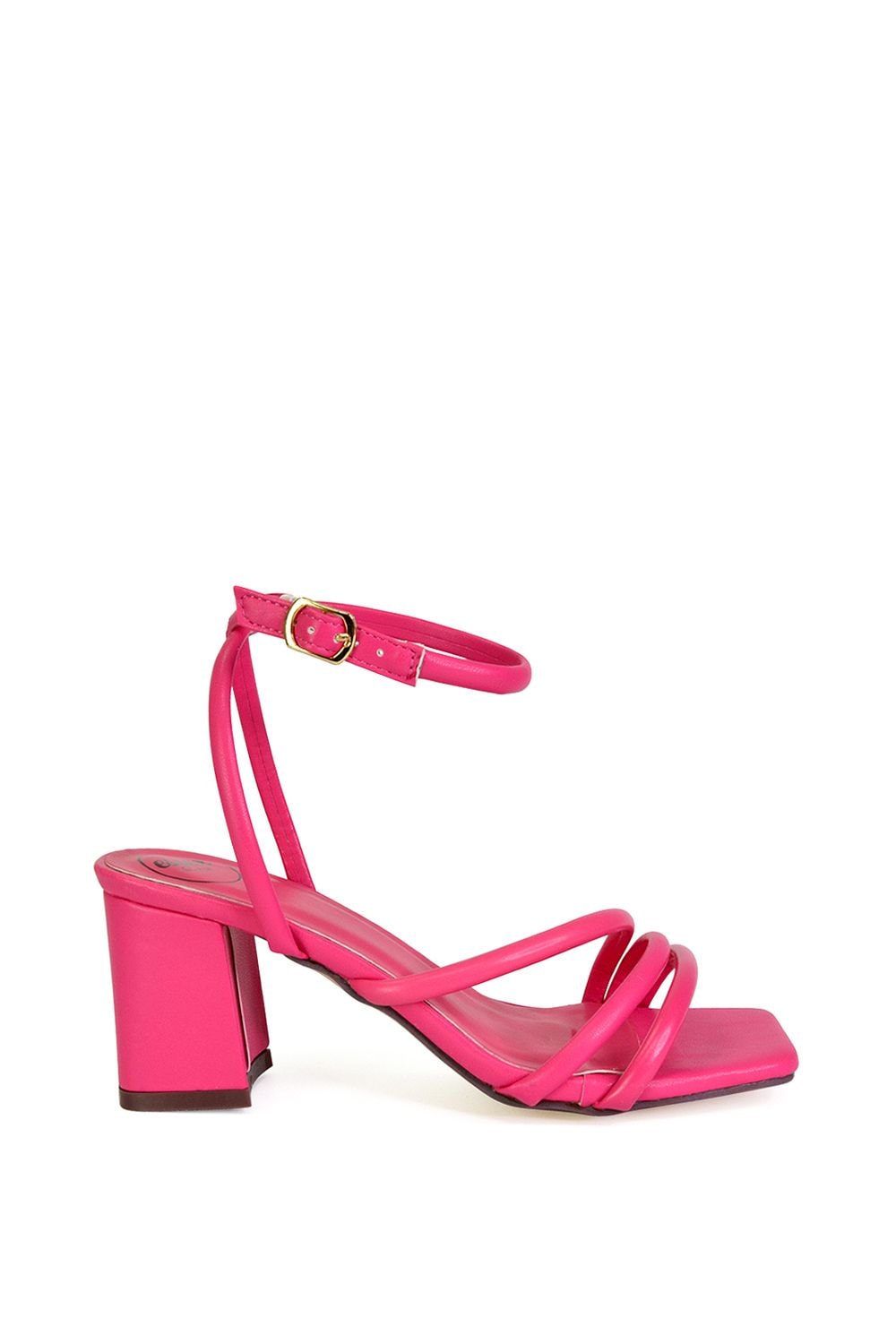 XY London 'Trixie' Square Toe Buckle Up Ankle Strappy Mid Block Heel Sandals image 1