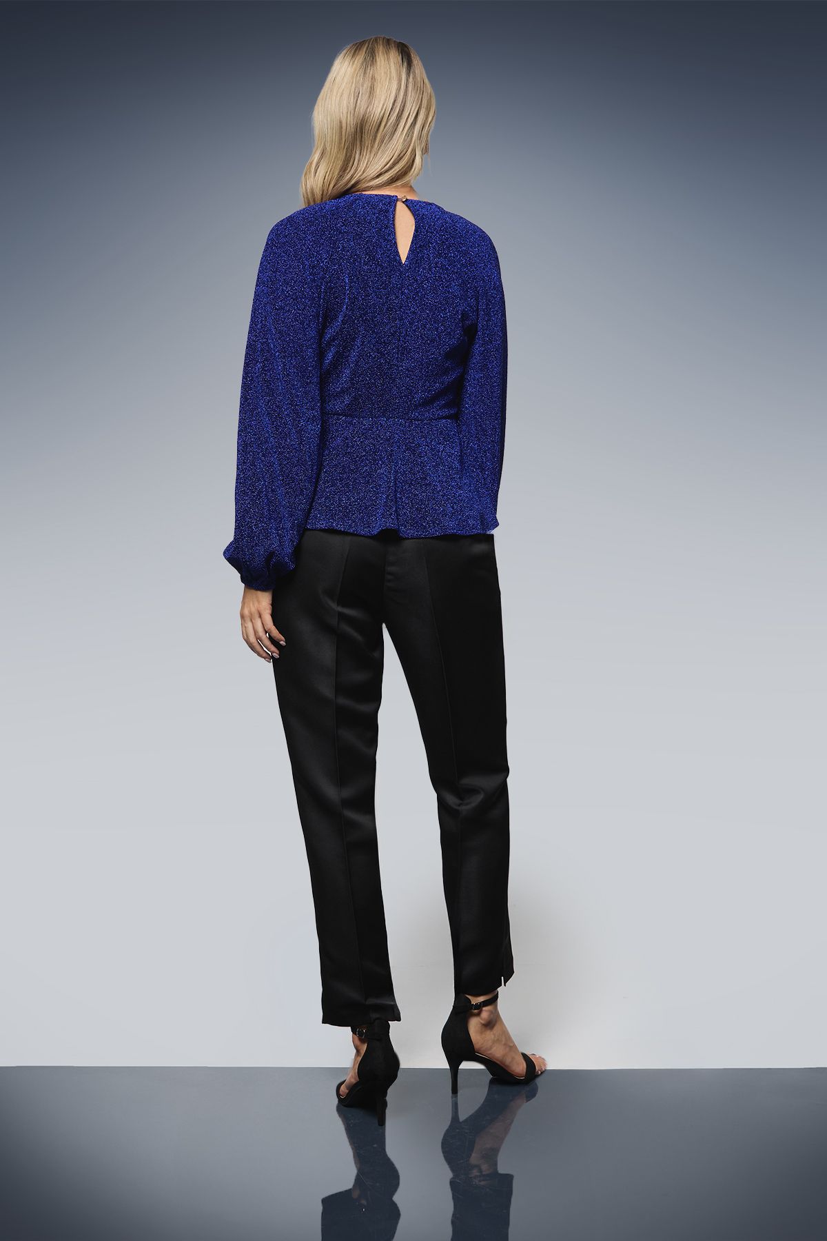 Dorothy Perkins DP Luxe Gathered Neckline Sparkle Jersey Top Cobalt image 3