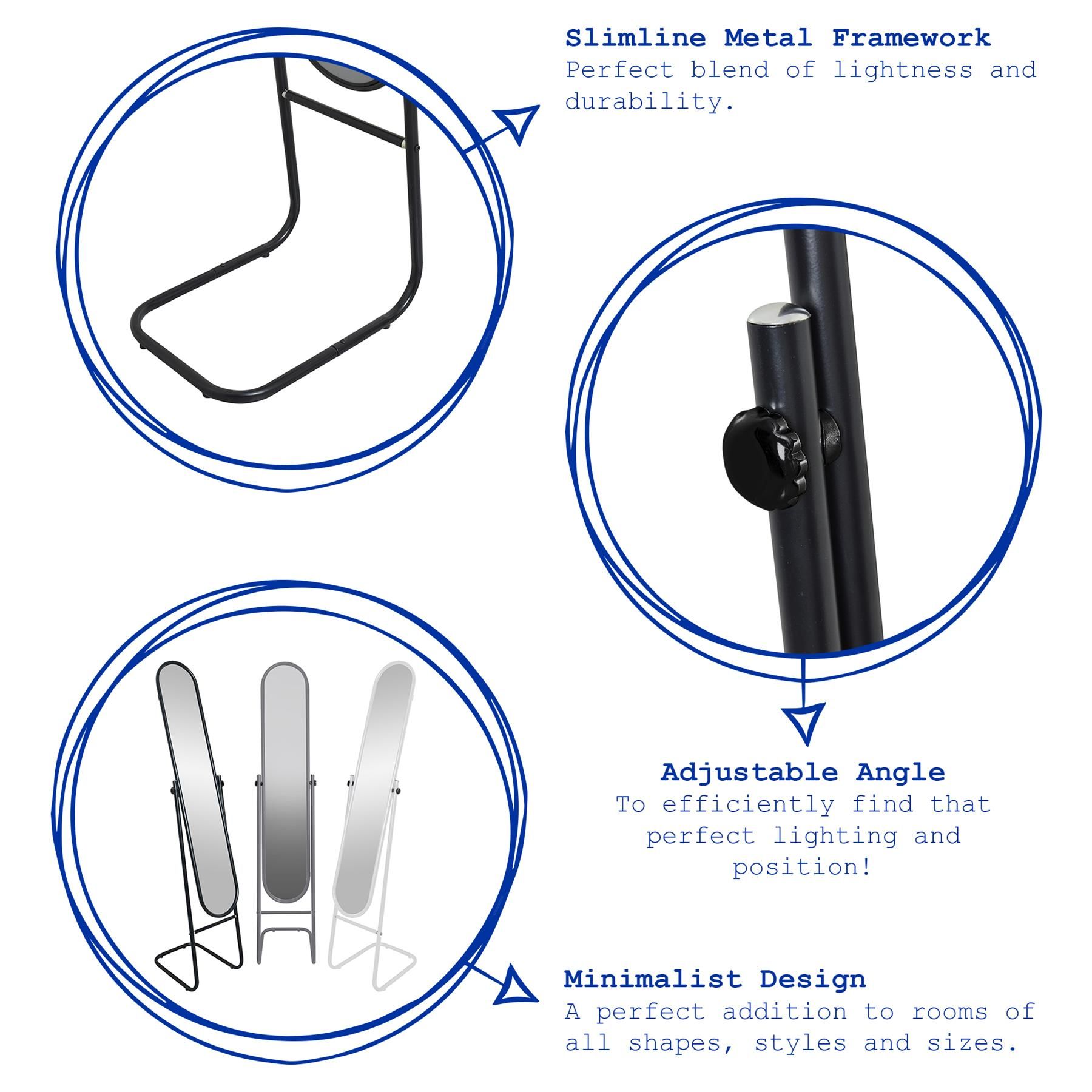 Harbour Housewares Round Full-Length Mirror 153x30cm White Metal Frame image 2