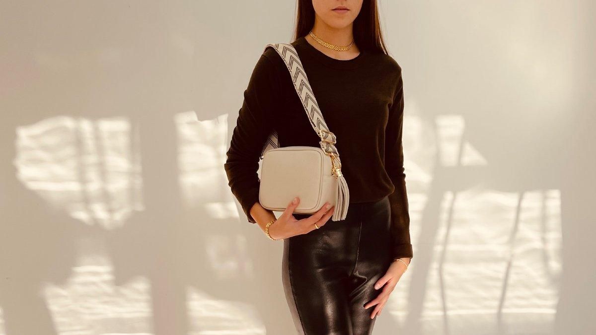 Apatchy London Stone Leather Crossbody Bag With Olive Green Arrow Strap image 6