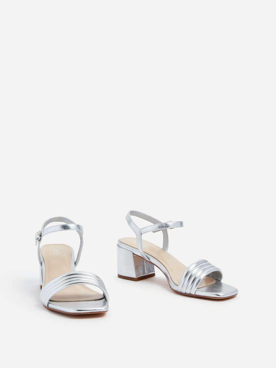 Linzi Toronto Silver Faux Leather Block Heeled Sandal image 3