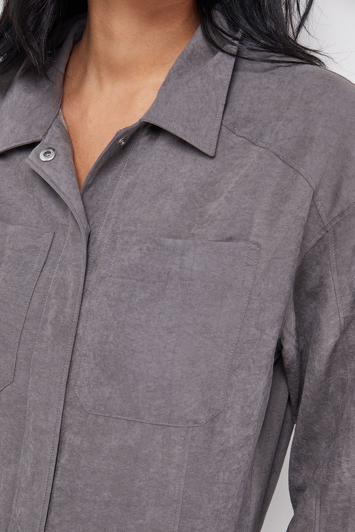 Warehouse Peach Satin Utility Boilersuit Jumpsuit Charcoal image 5