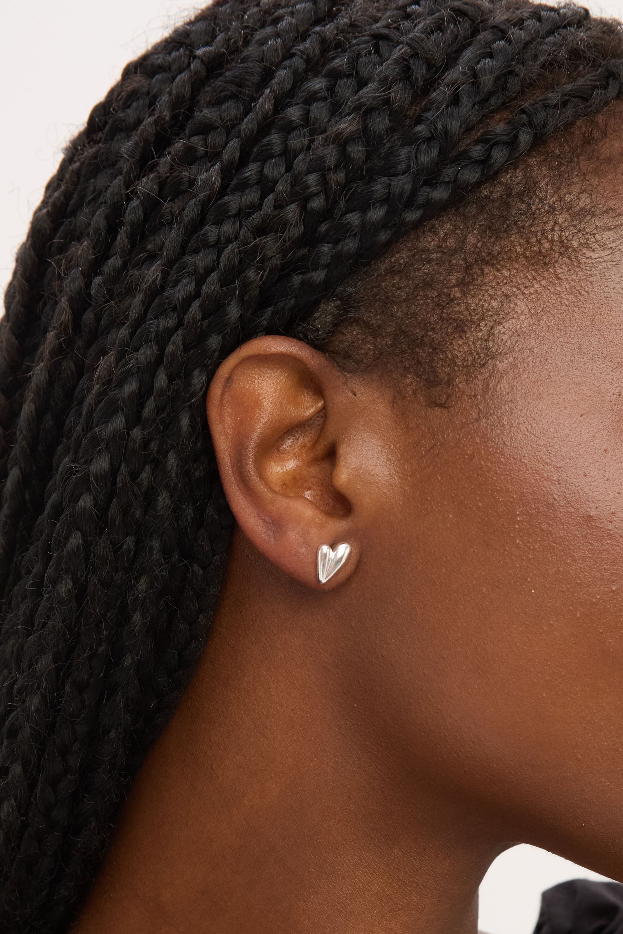 Simply Silver Sterling Silver 925 Polished Nugget Heart Stud Earrings image 2