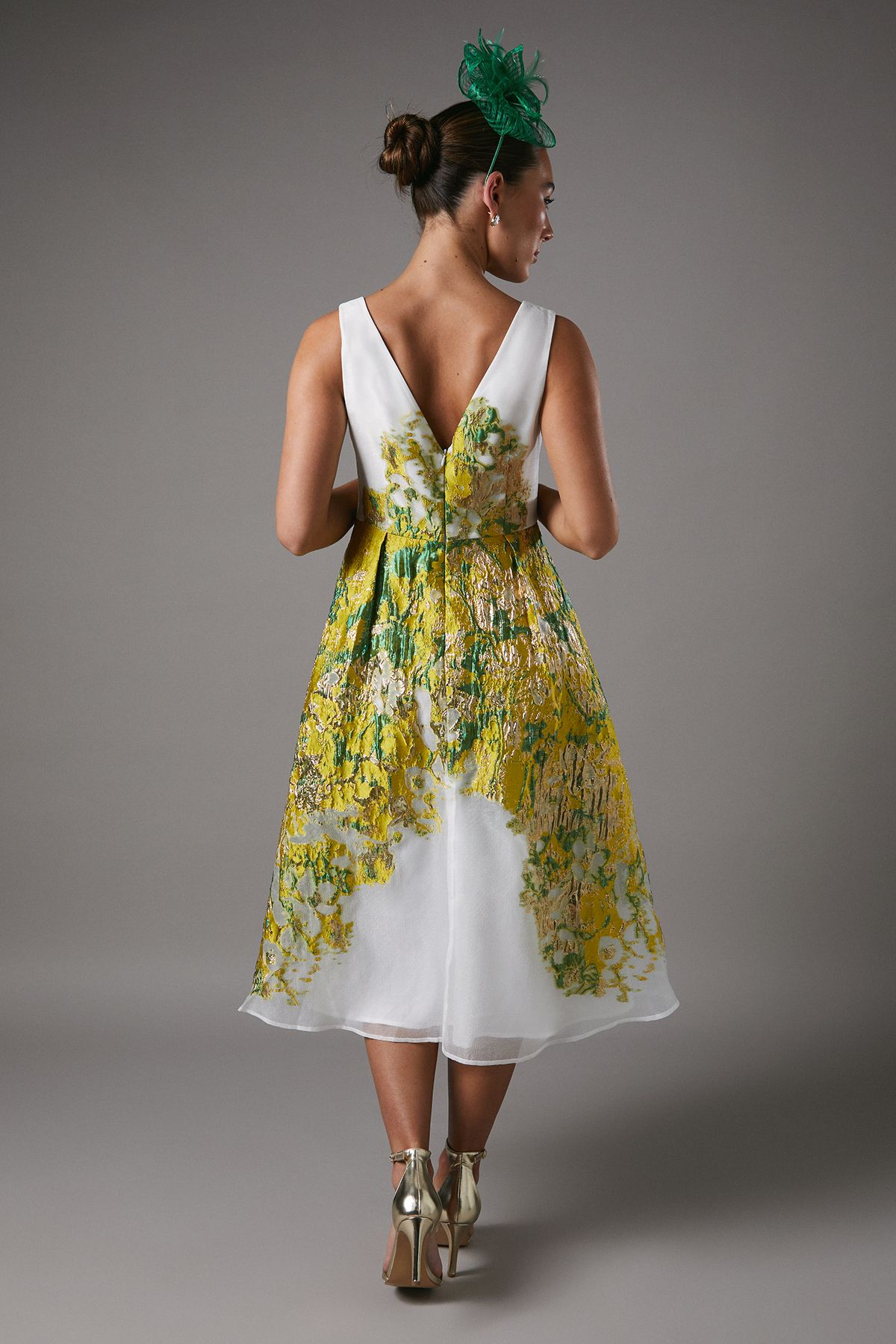 Coast V Neck Jacquard Midi Dress Lime image 3