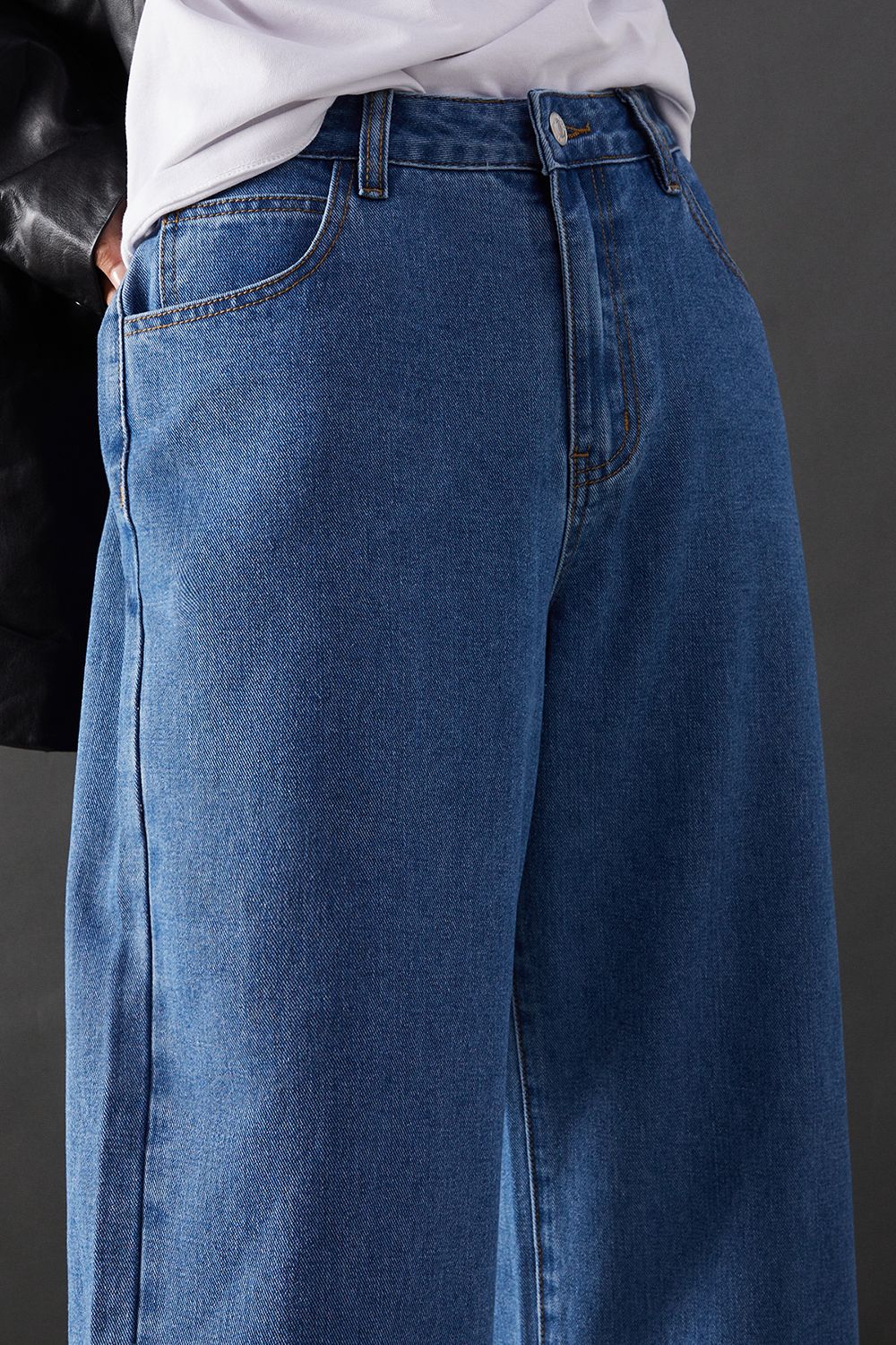 Warehouse Low Rise Denim Dad Jean Mid Wash image 2