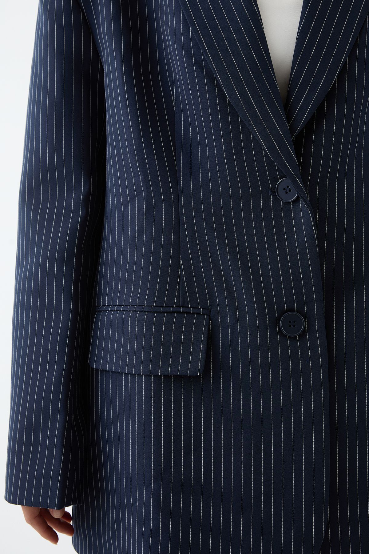 MissPap Premium Pinstripe Oversized Blazer Navy image 4