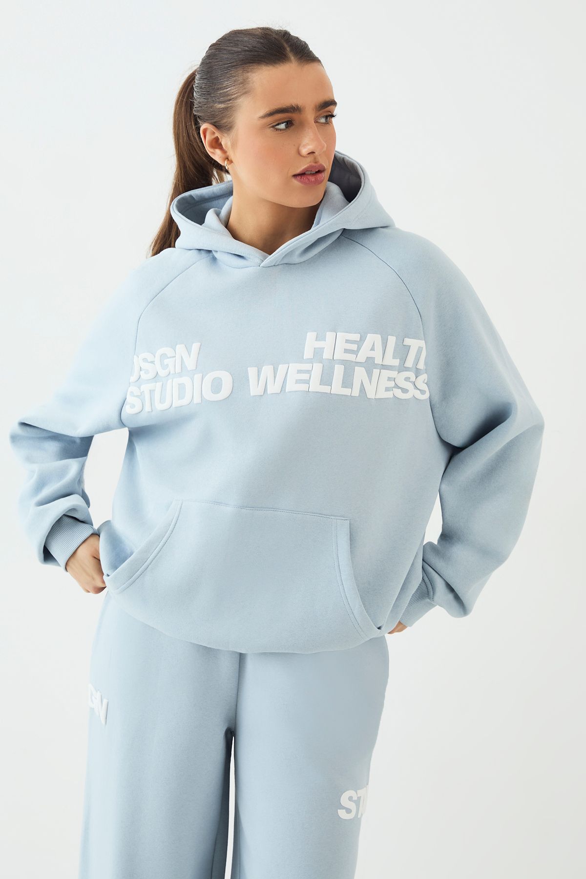 DSGN Studio DSGN Studio Health And Wellness Printed Hooded Tracksuit Light Blue image 3