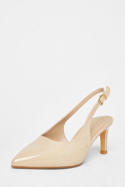 Quiz Nude Wide Fit Slingback Court Heels