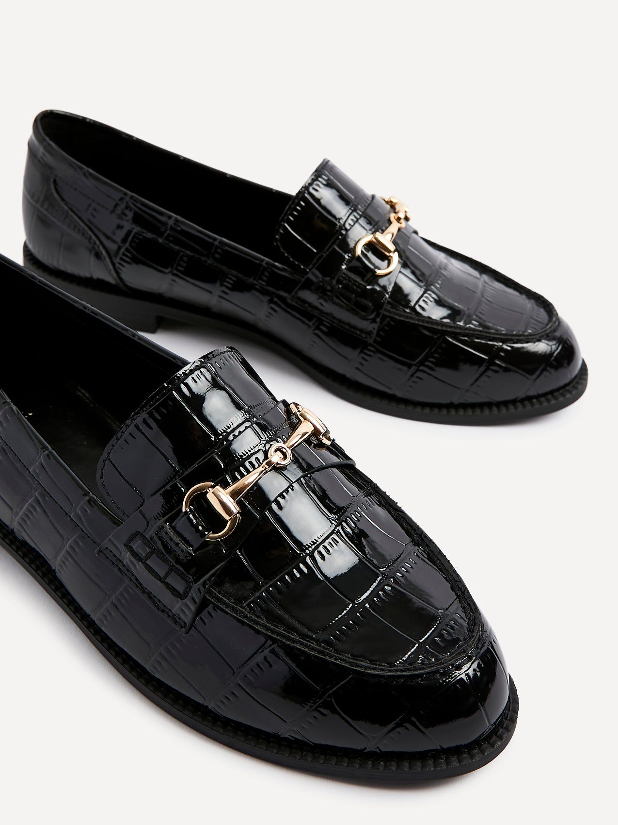 Linzi Maison Black Faux Croc Patent Leather Loafers image 4