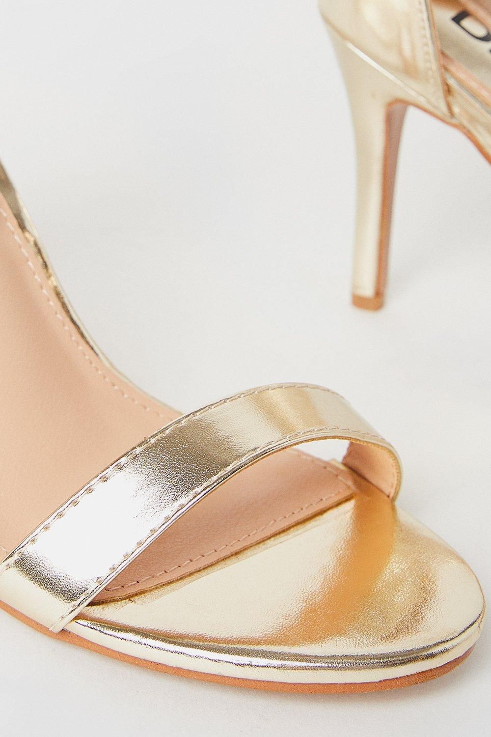 Dorothy Perkins Wide Fit Tyla Barely There High Stiletto Heel Sandals Gold image 4