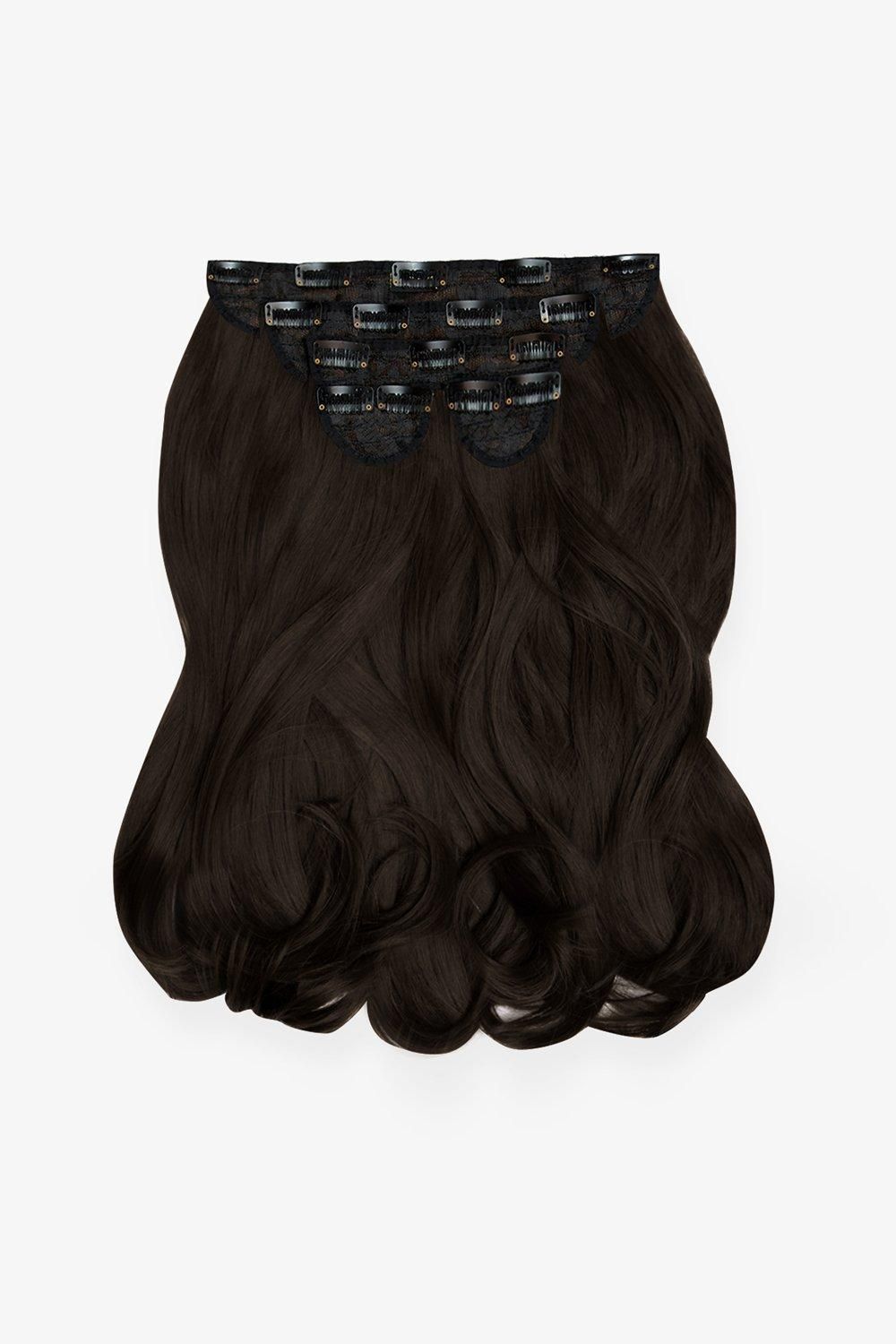 Lullabellz Super Thick 16" 5 Piece Blow Dry Wavy Clip In Extensions Dark Brown image 1