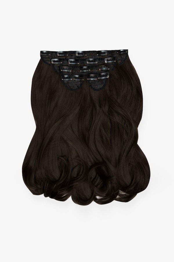 Lullabellz Super Thick 16" 5 Piece Blow Dry Wavy Clip In Extensions Dark Brown