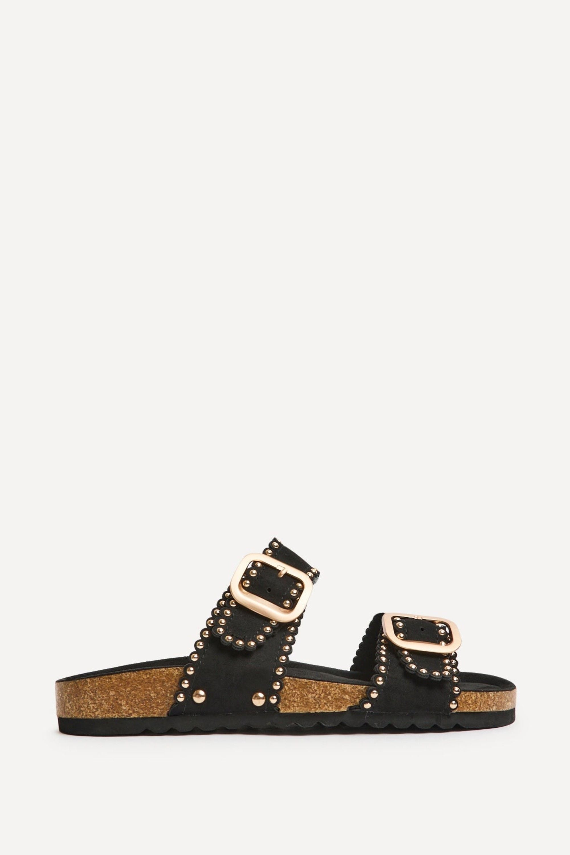 Linzi Kelsie Black Double Buckle Sandals
