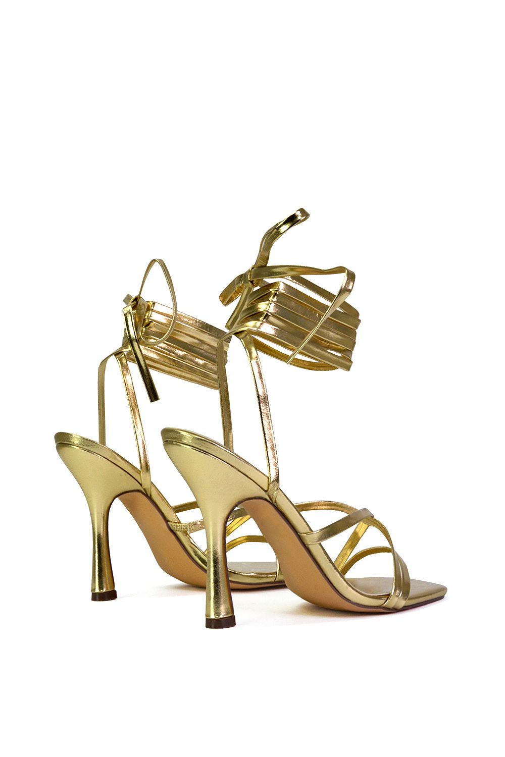 XY London 'Kyra' Lace Up High Heel Stilettos Sandals with Square Toe image 3