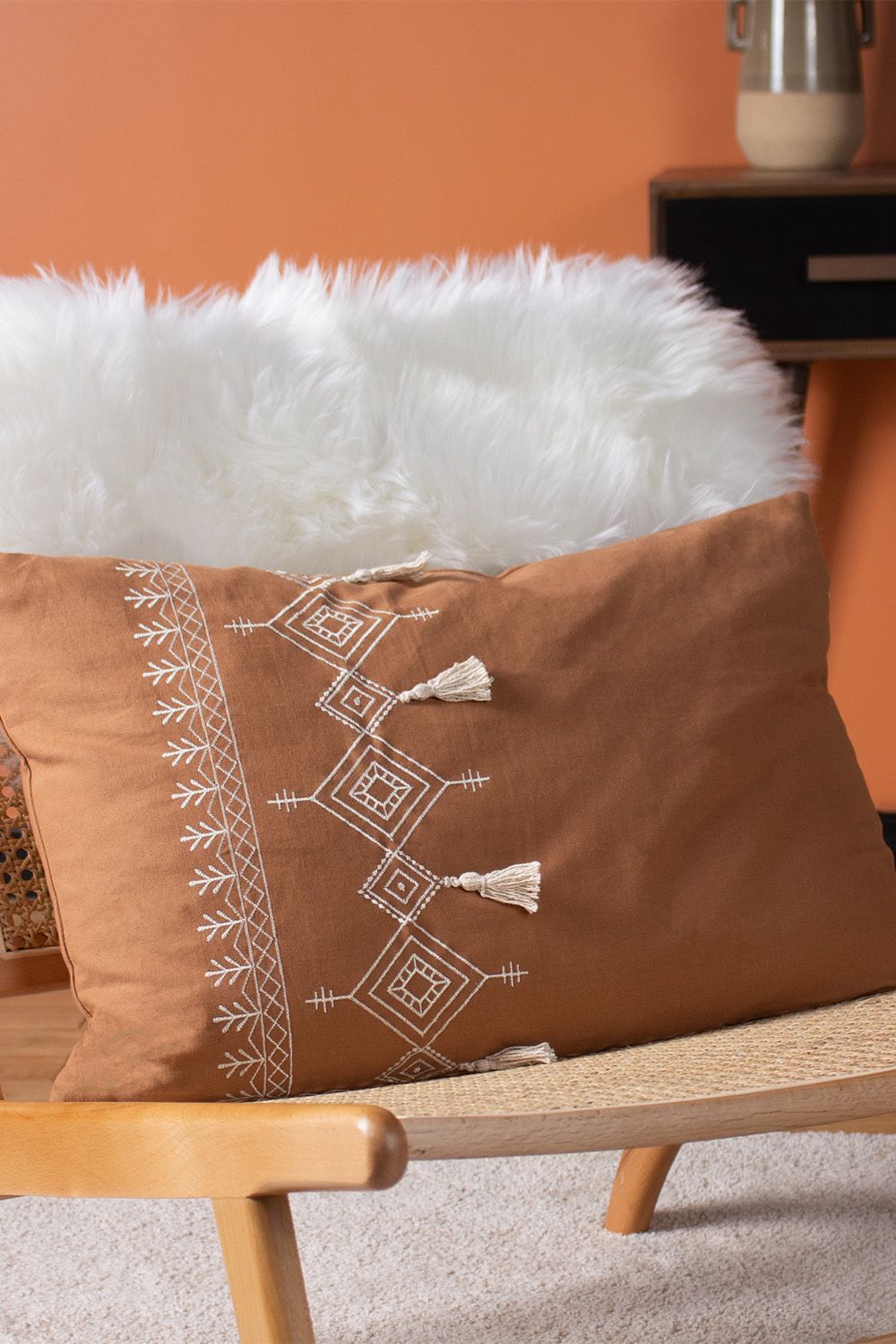 Furn Pritta Cotton Embroidered Tasselled Cushion image 5