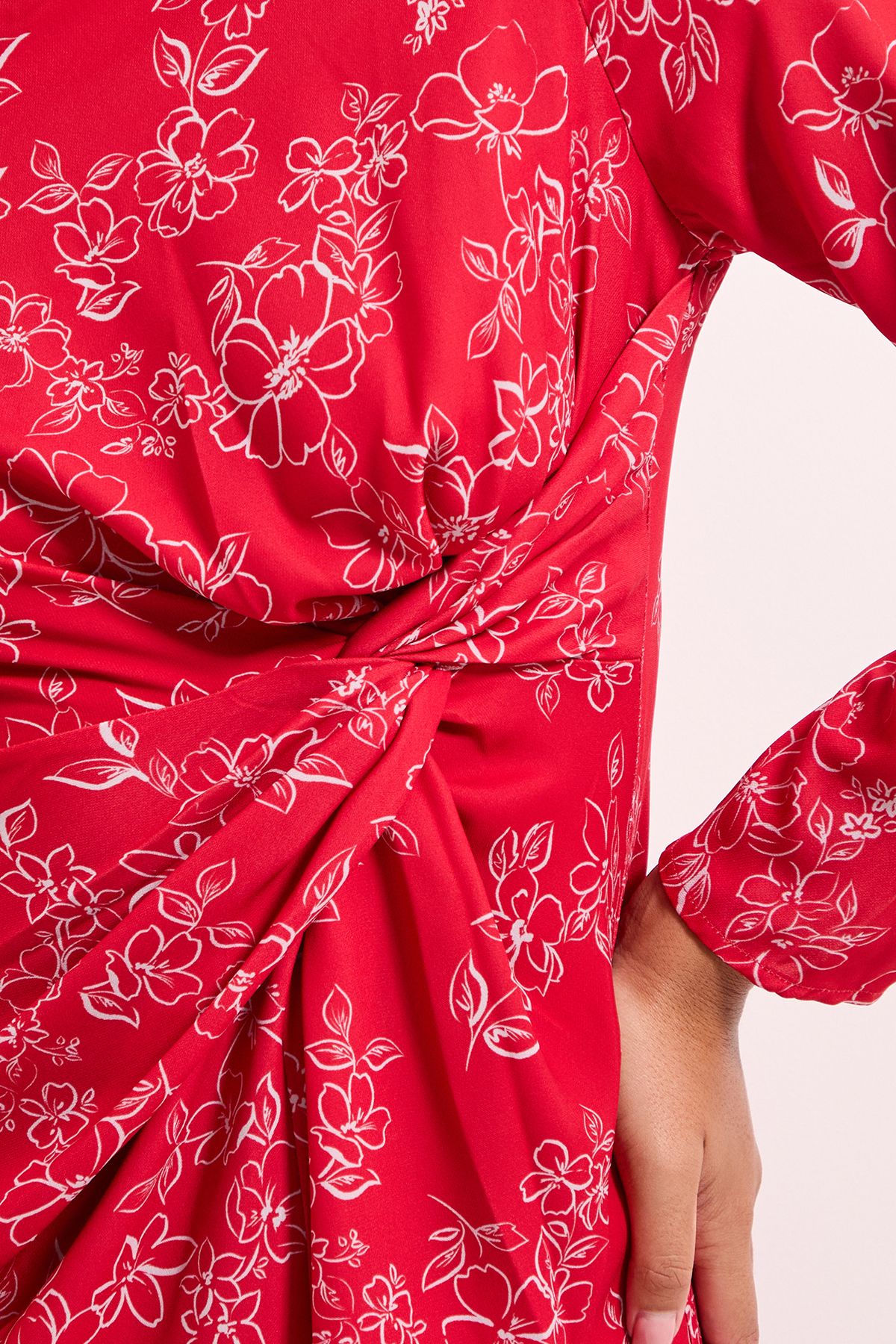 Dorothy Perkins Floral High Neck Ruched Side Midi Dress Floral image 5