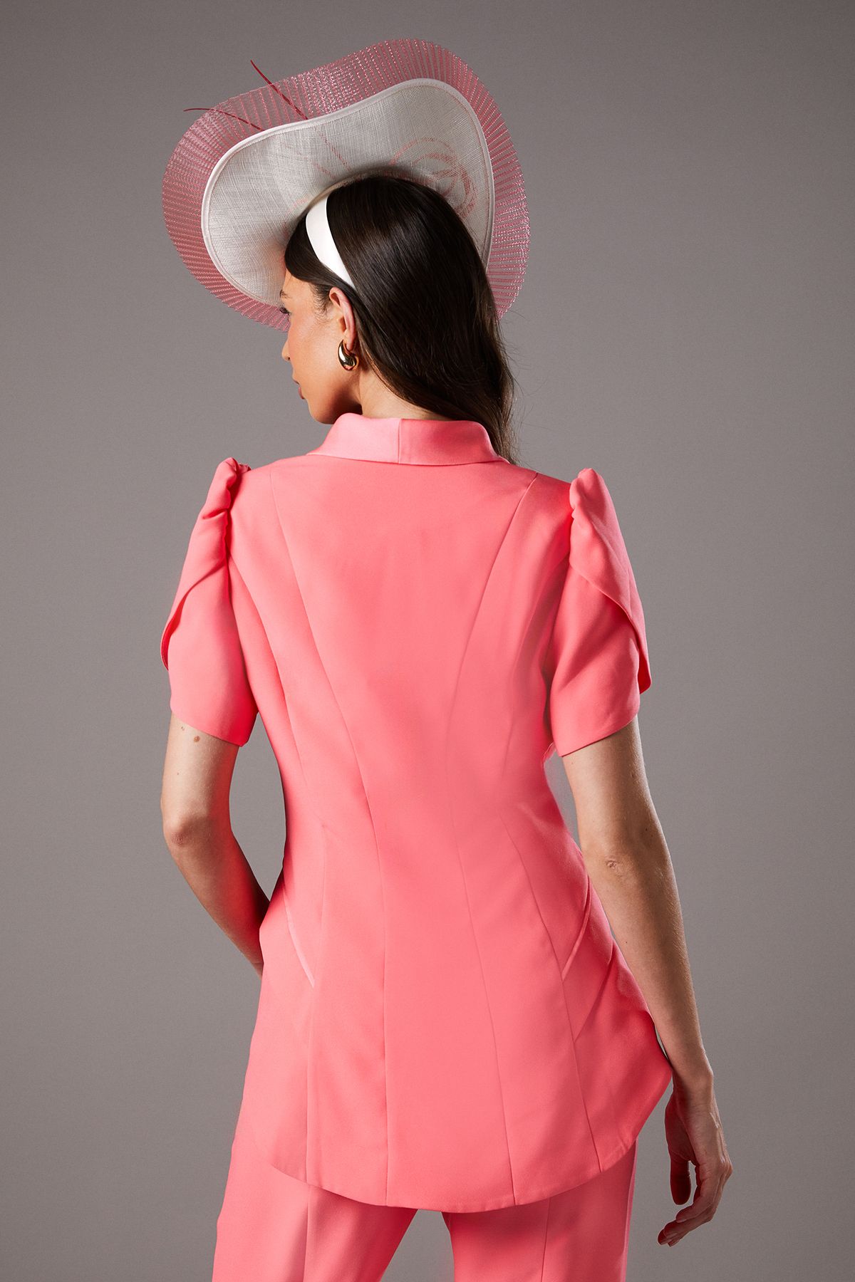 Coast Lisa Tan Seam Detail Tailored Blazer Coral image 3