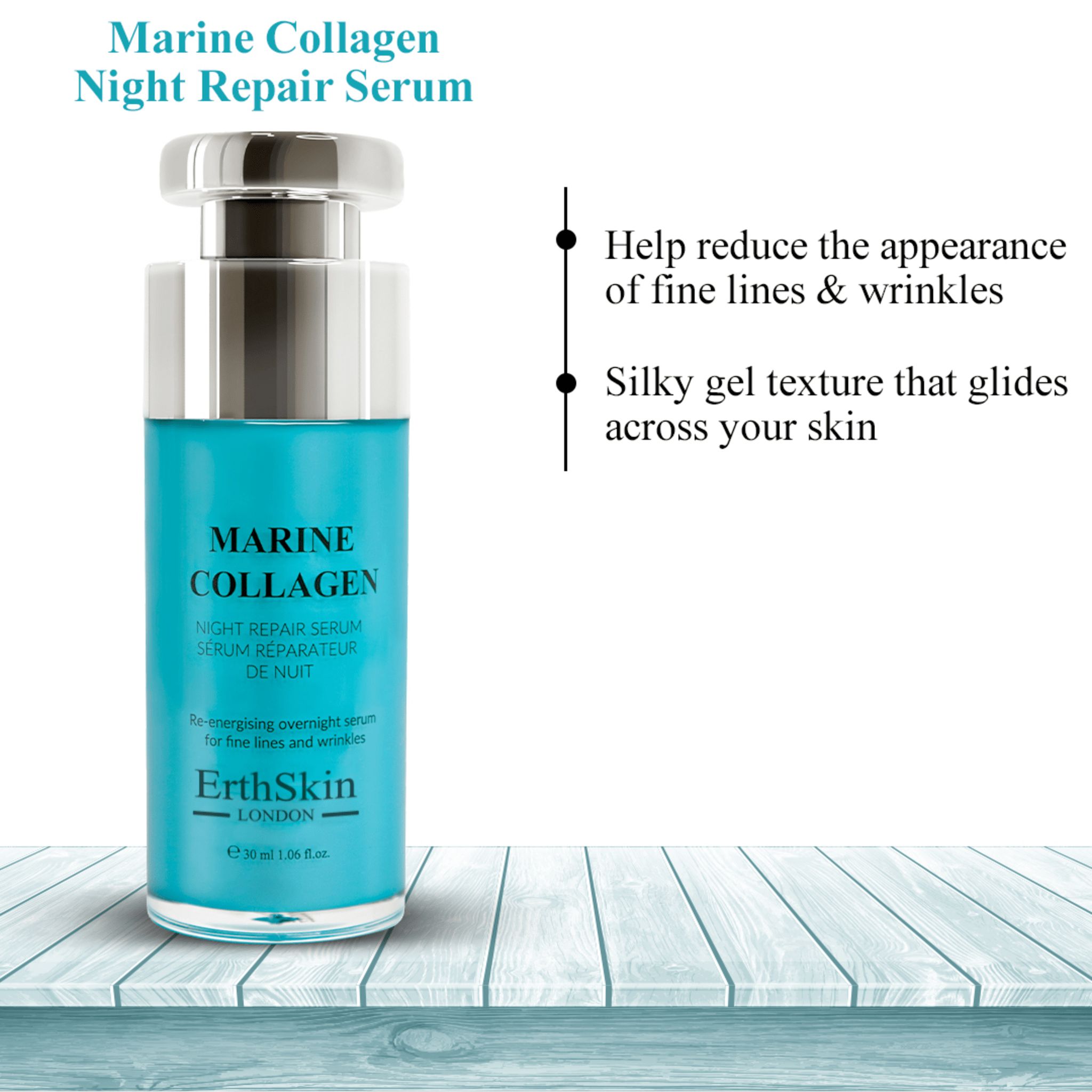 Erth Skin London Marine Collagen Night Repair Anti-Aging Serum 30ml image 4