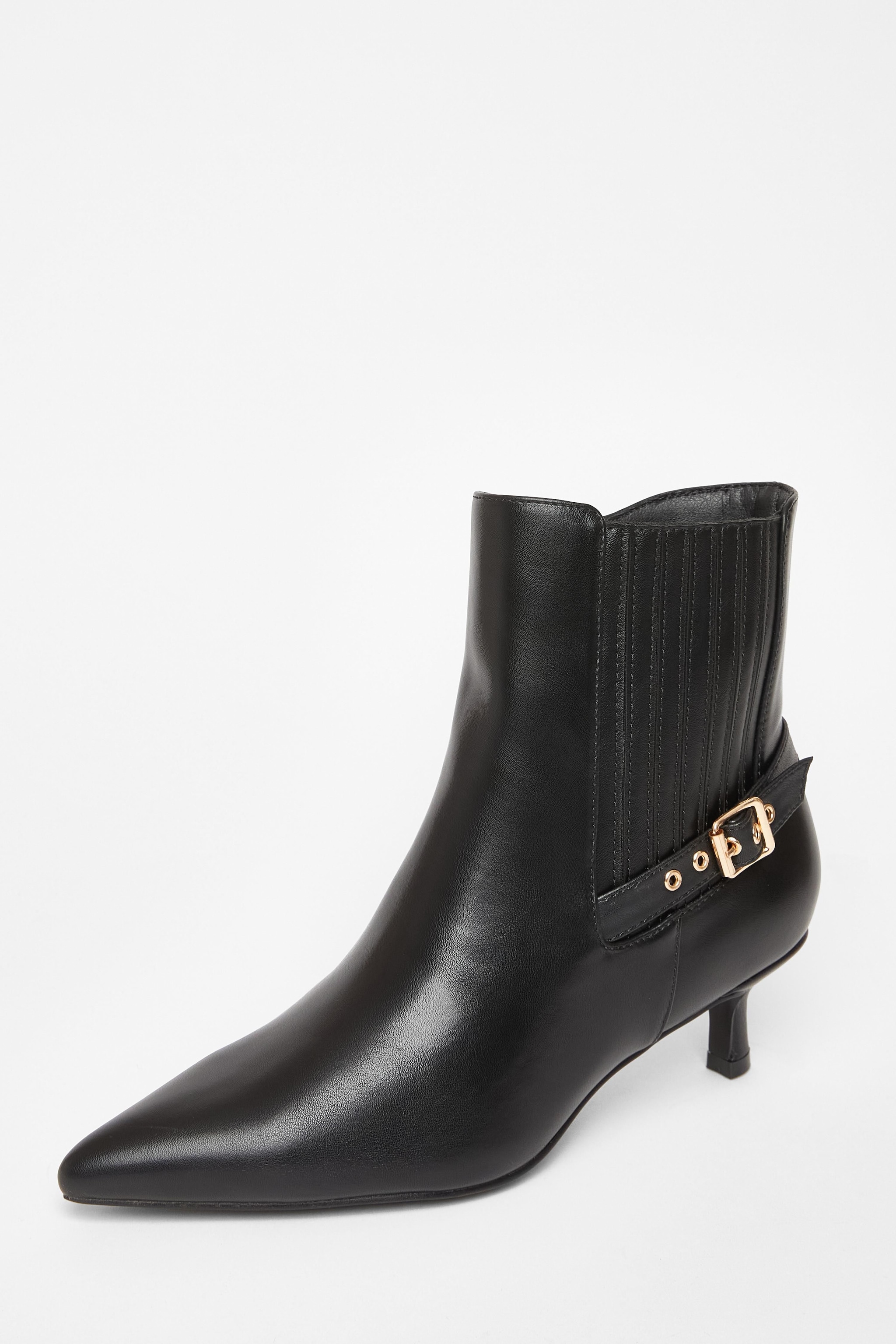 Quiz Black Wide Fit Buckle Ankle Boots image 1