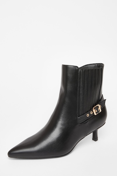 Quiz Black Wide Fit Buckle Ankle Boots