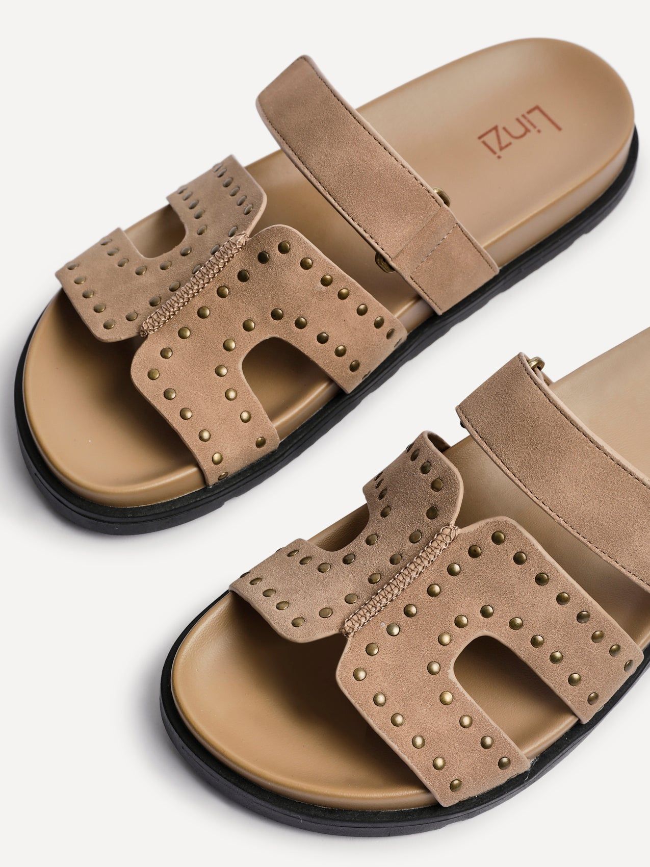 Linzi Karma Mocha Nubuck Studded Linked Design Sandal image 4