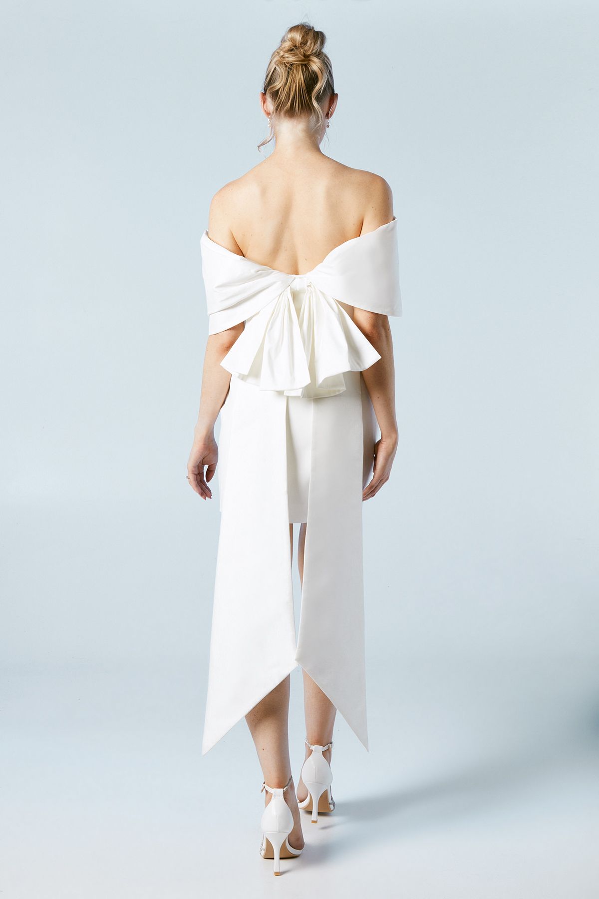 Coast Statement Bardot Taffeta Crepe Mini Bridal Dress Ivory image 4