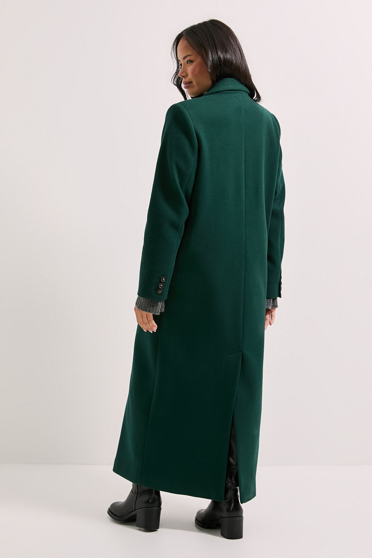 Dorothy Perkins Maxi Length Double Breasted Coat Green image 3
