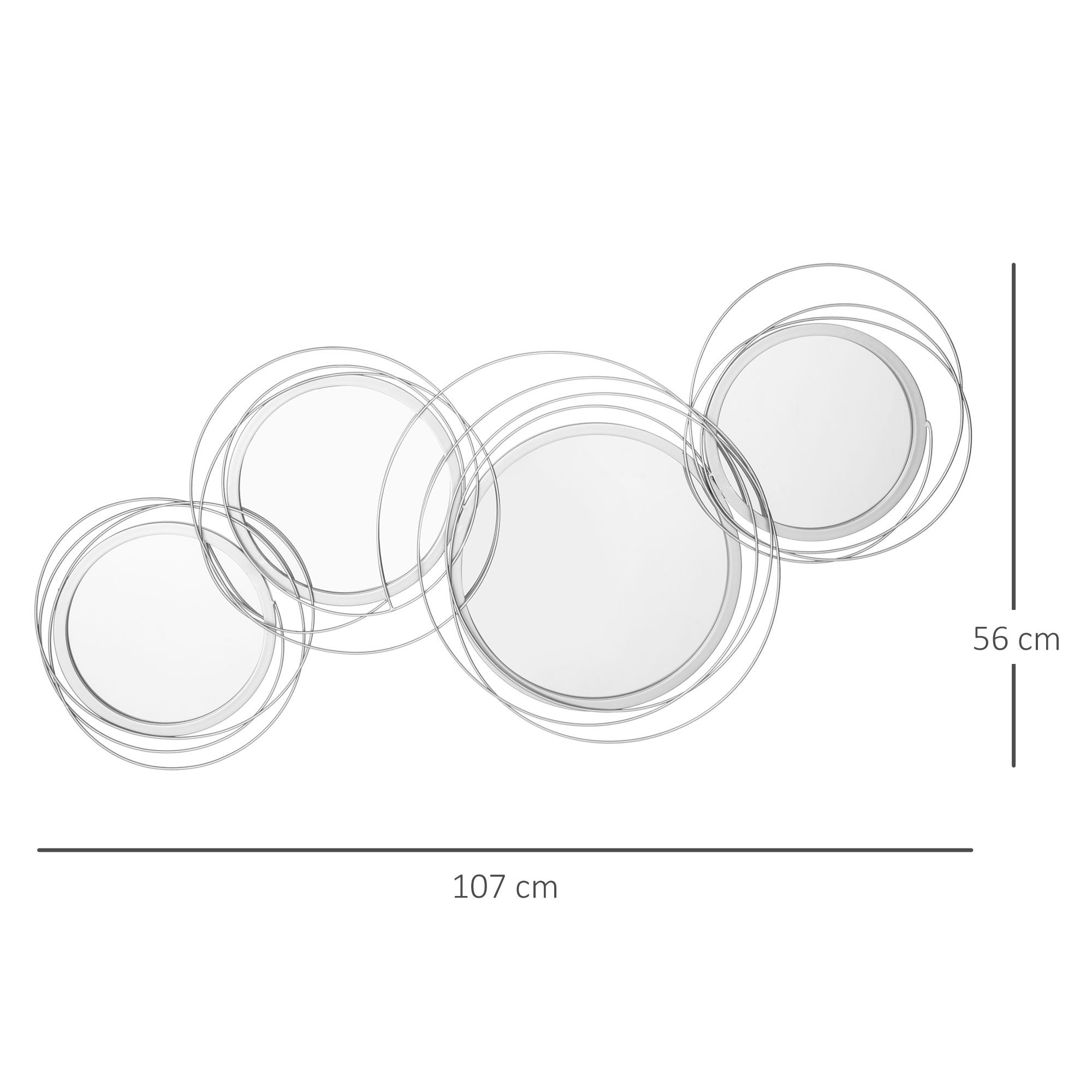 HOMCOM Modern Metal Wall Art with Mirror, Wall Sculpture Decor for Living Room image 3