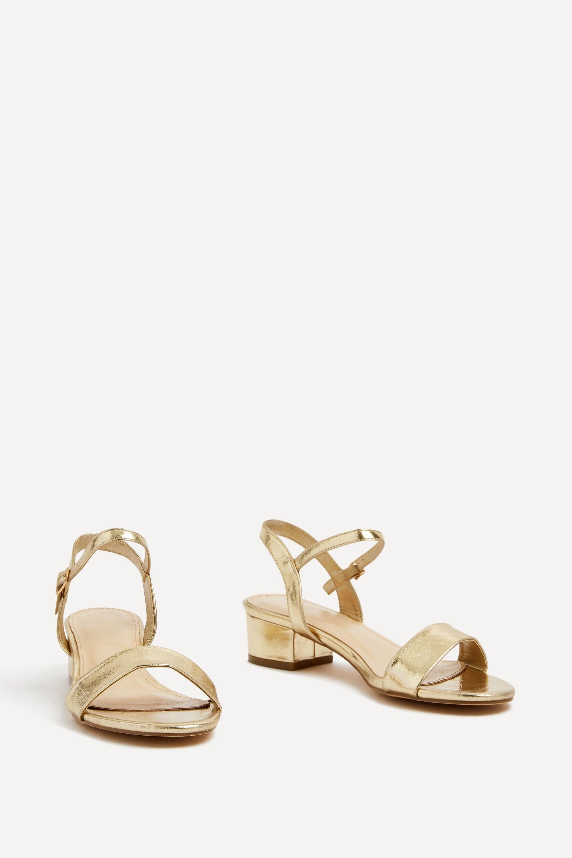 Linzi Kezzi Gold Faux Leather Barely There Low Block Heeled Sandal image 3