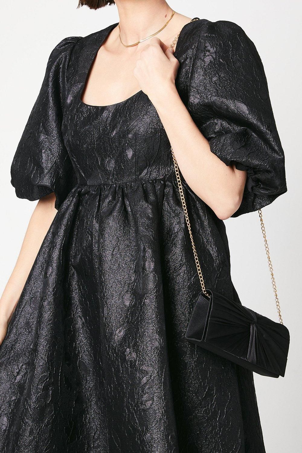 Dorothy Perkins Beauty Twist Front Satin Clutch Bag Black image 1