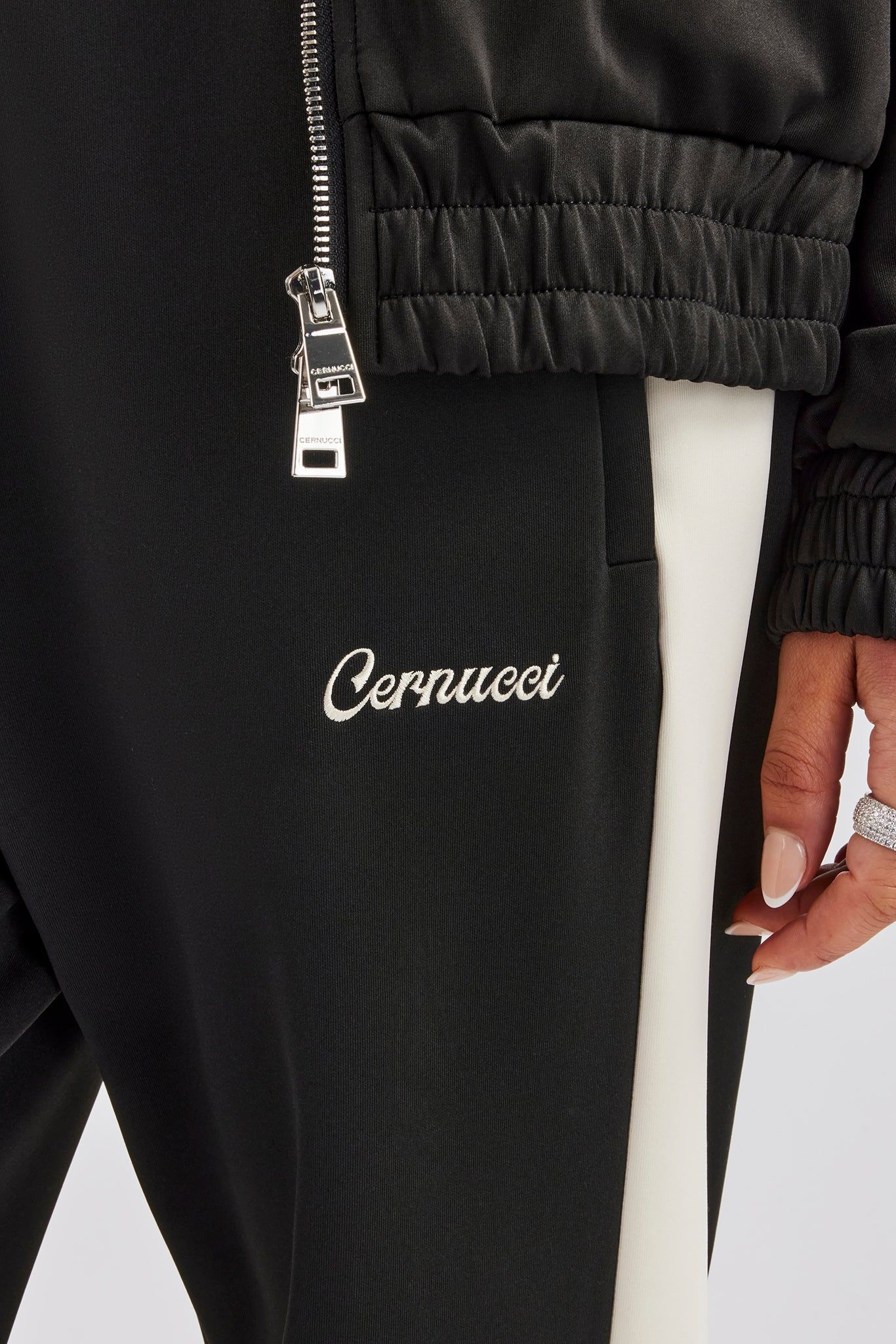 Cernucci Womens Contrast Panel Track Pant - Black image 3