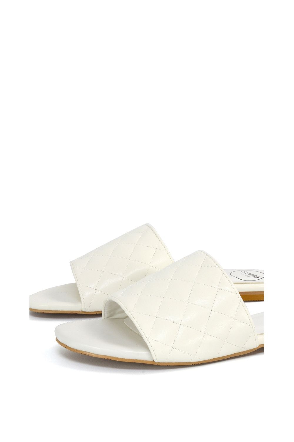 XY London 'Saylor' Quilted Detail Strappy Sandal Flat Sliders image 3