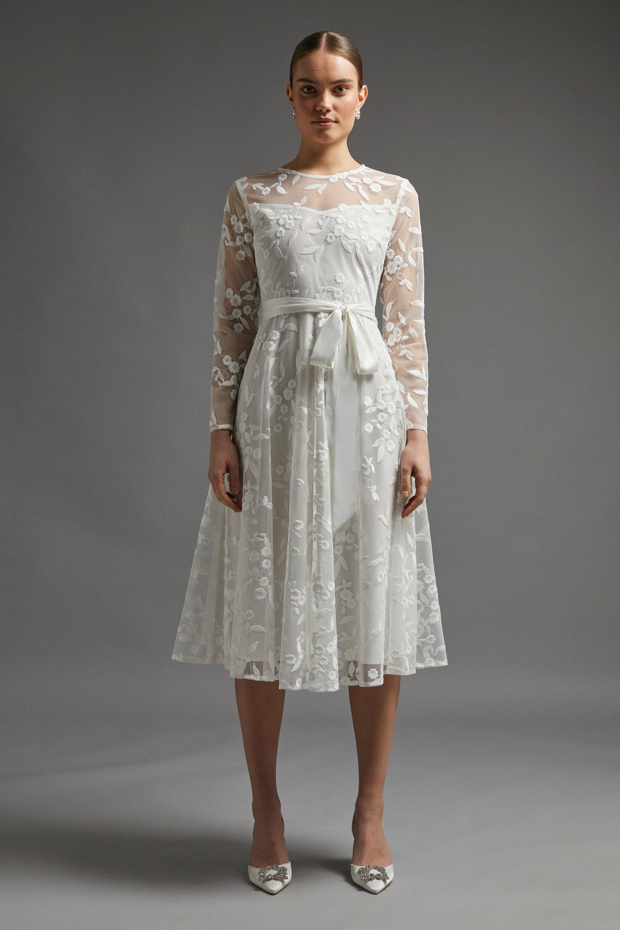Printed Tie Waist Long Sleeve Dress main image 0